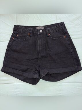 Black denim shorts